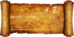 Apró Erik névjegykártya