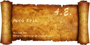 Apró Erik névjegykártya